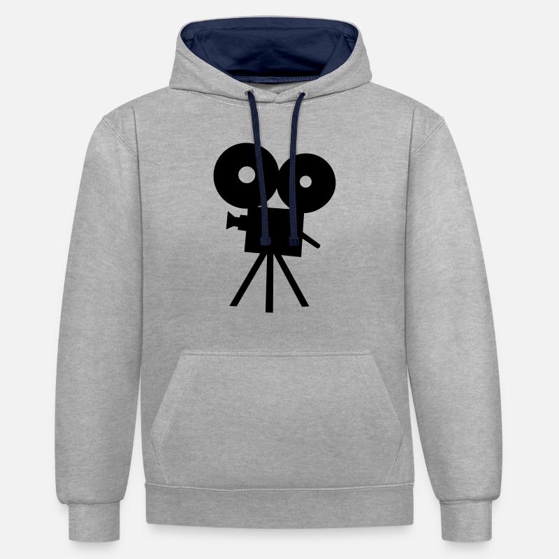 Caméra - Sweat à capuche contrasté - gris chiné/bleu marine