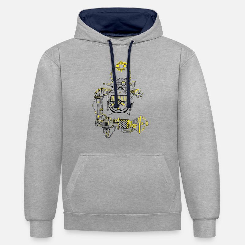 Robot Plasmabuilder - Sweat à capuche contrasté - gris chiné/bleu marine