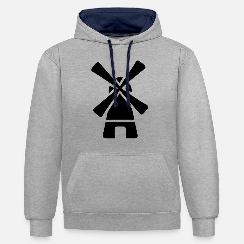 Moulin à vent - Sweat à capuche contrasté - gris chiné/bleu marine