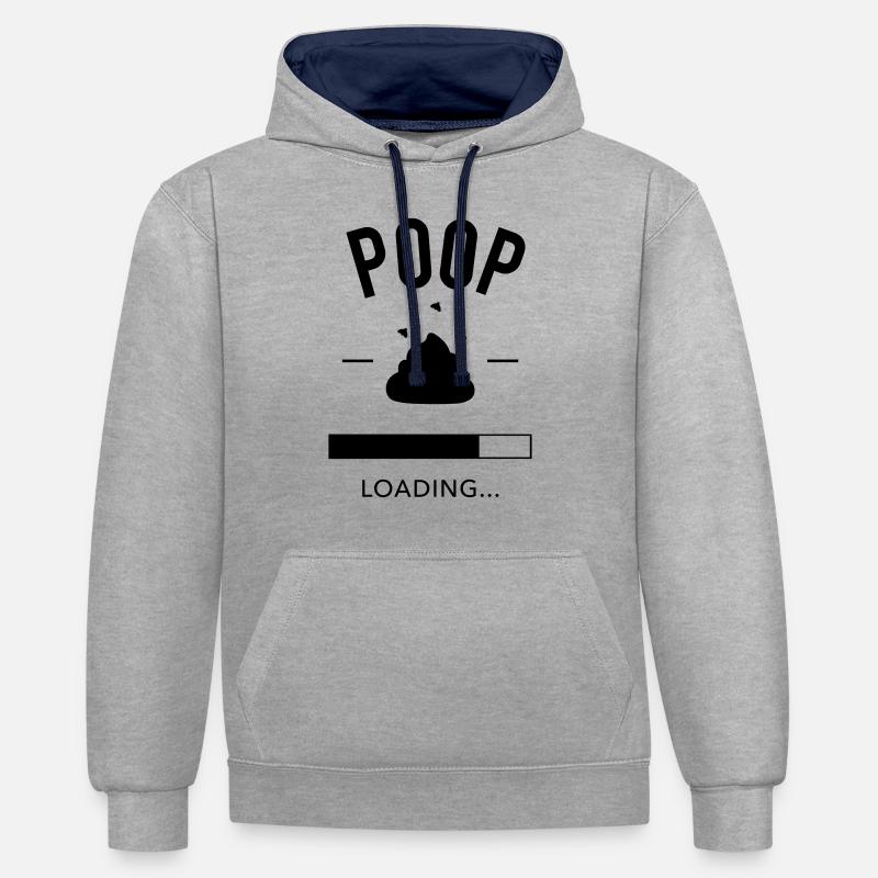 Poop loading - Sweat à capuche contrasté - gris chiné/bleu marine