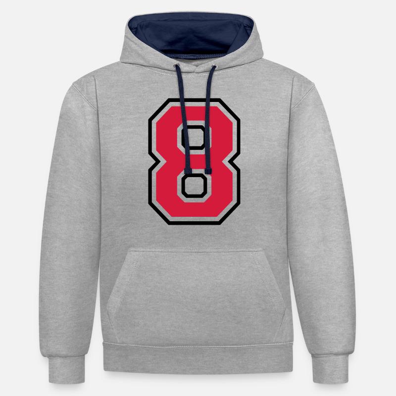 Nombre huit - 8 - Sweat à capuche contrasté - gris chiné/bleu marine