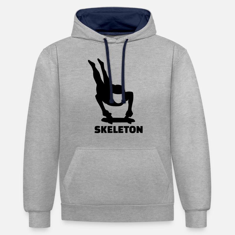 Skeleton - Sweat à capuche contrasté - gris chiné/bleu marine