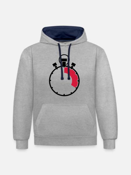 stopuhr_02 - Kontrast-Hoodie - Grau meliert/Navy