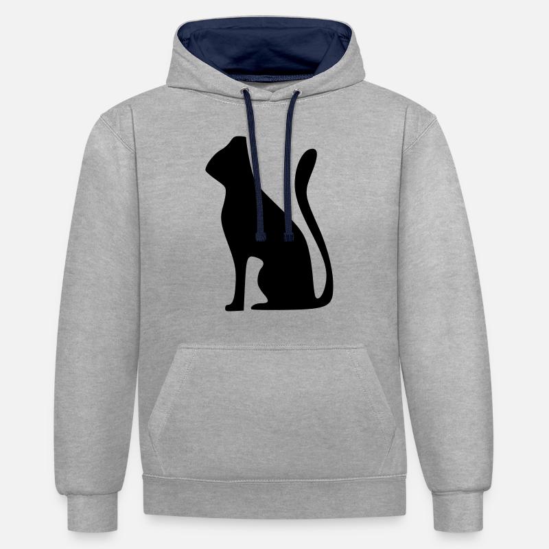 CHAT - Sweat à capuche contrasté - gris chiné/bleu marine