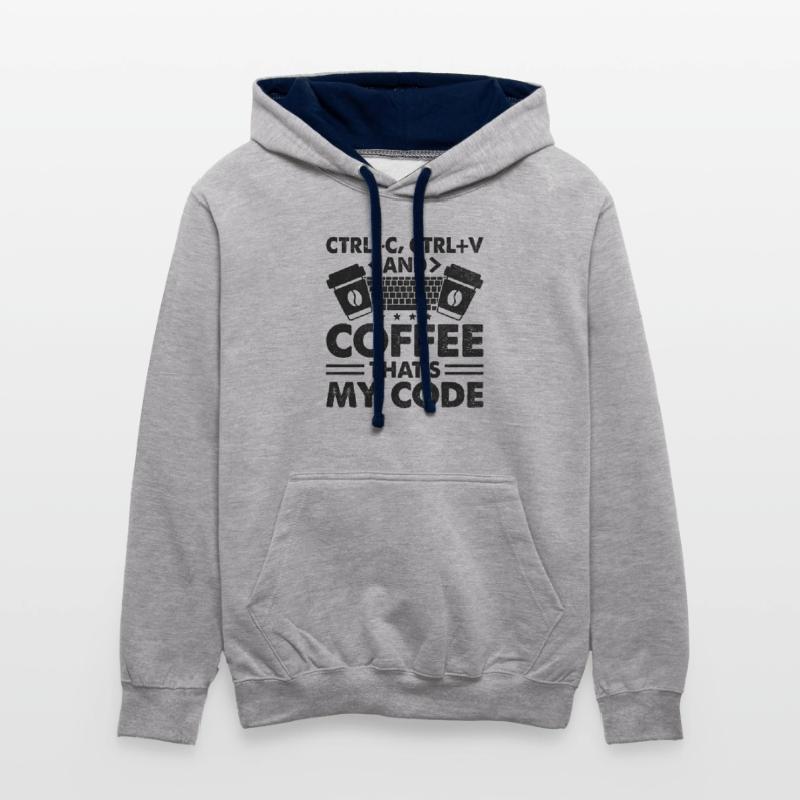 Kaffee-Codierung Programmierer Programmierer Entwickler Nerd Coff Kontrast-Hoodie