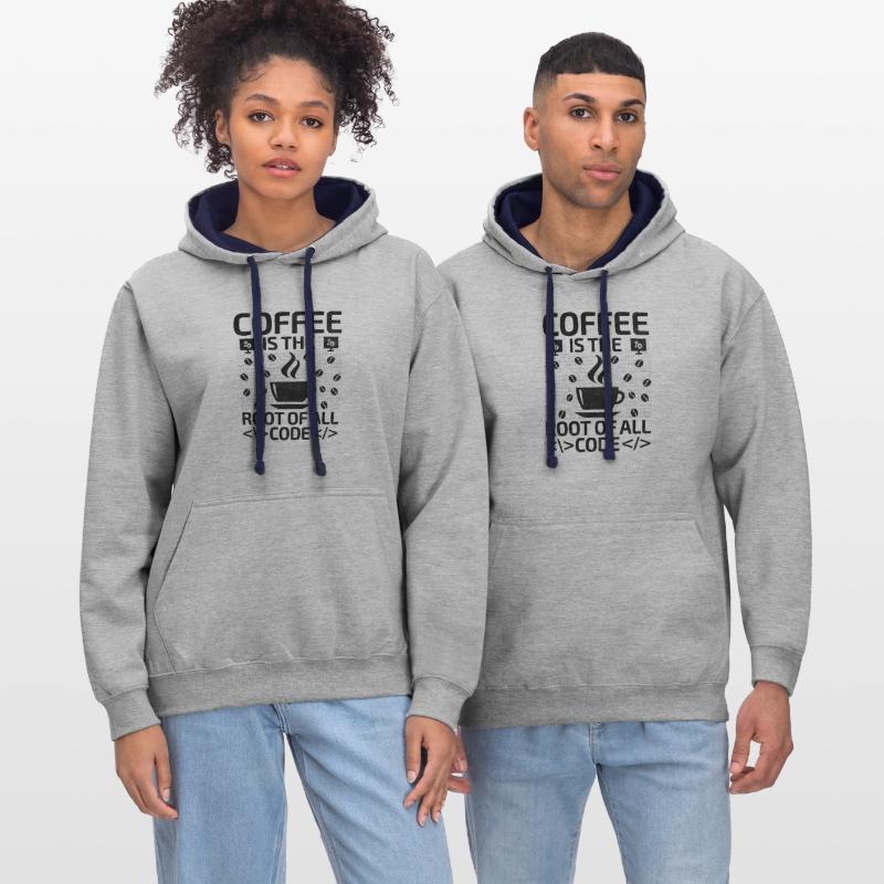 Kaffee-Codierung Programmierer Programmierer Entwickler Nerd Coff Kontrast-Hoodie
