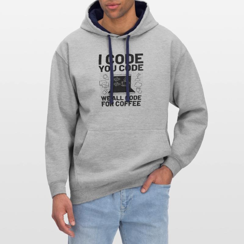 Kaffee-Codierung Programmierer Programmierer Entwickler Nerd Coff Kontrast-Hoodie