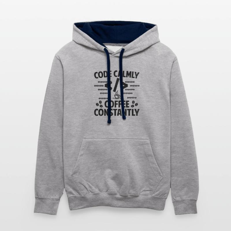 Kaffee-Codierung Programmierer Programmierer Entwickler Nerd Coff Kontrast-Hoodie