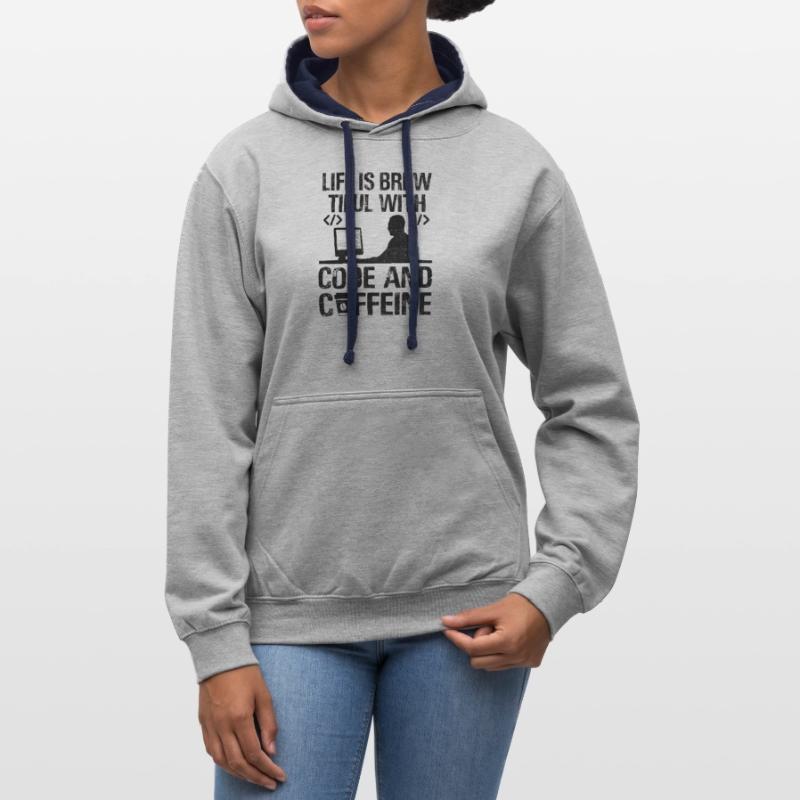 Kaffee-Codierung Programmierer Programmierer Entwickler Nerd Coff Kontrast-Hoodie