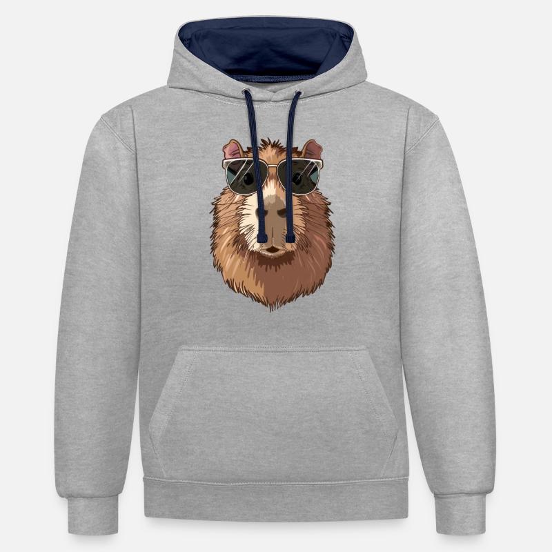 Lunettes de soleil Capybara - Sweat à capuche contrasté - gris chiné/bleu marine