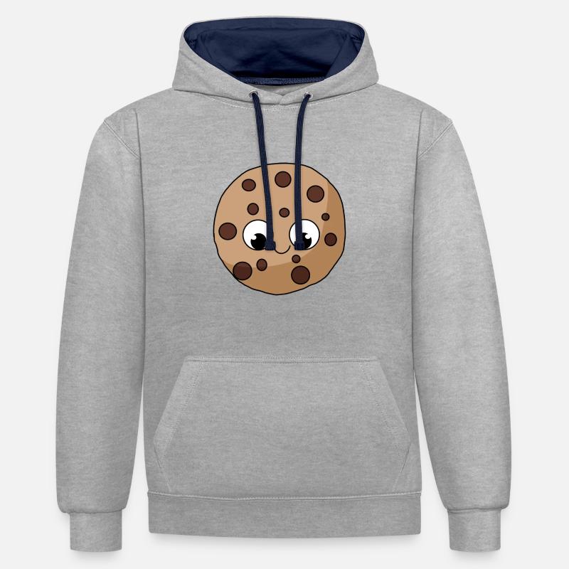 Biscuit biscuit avec visage - Sweat à capuche contrasté - gris chiné/bleu marine