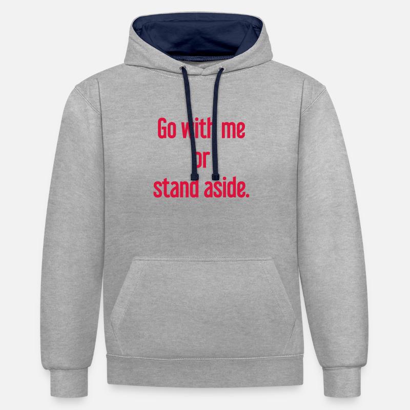 Geh mit oder beiseite - Kontrast-Hoodie - Grau meliert/Navy