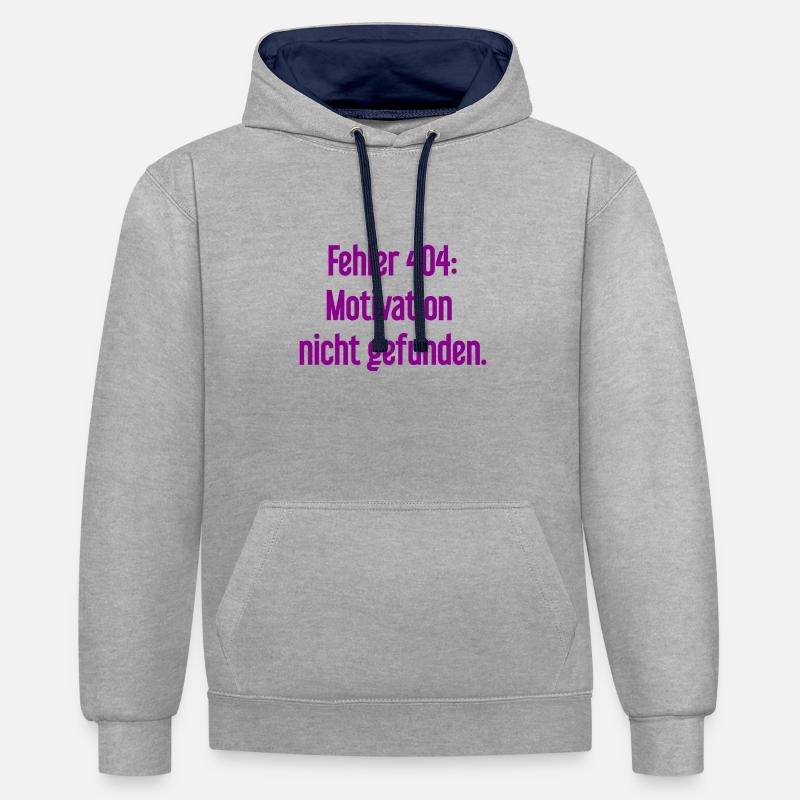 Erreur 404 : Motivation introuvable - Sweat à capuche contrasté - gris chiné/bleu marine