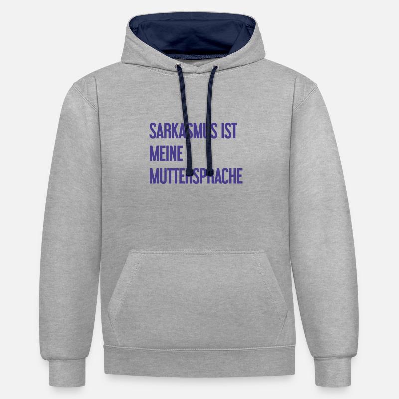 Sarcasme Pro - Sweat à capuche contrasté - gris chiné/bleu marine