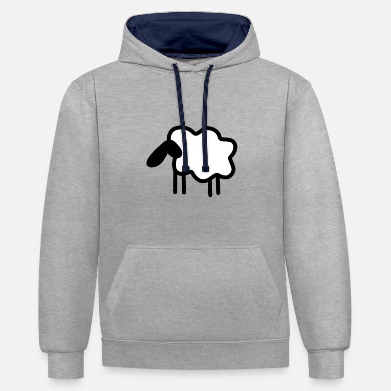 Mouton laine de moutons - Sweat à capuche contrasté - gris chiné/bleu marine