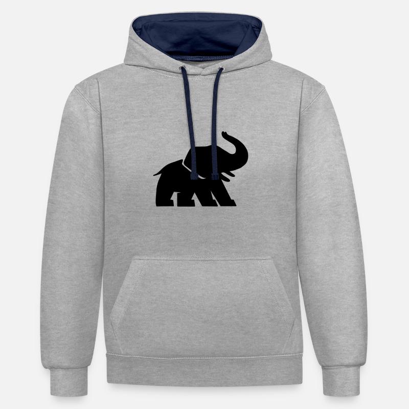 Éléphant Comic - Sweat à capuche contrasté - gris chiné/bleu marine