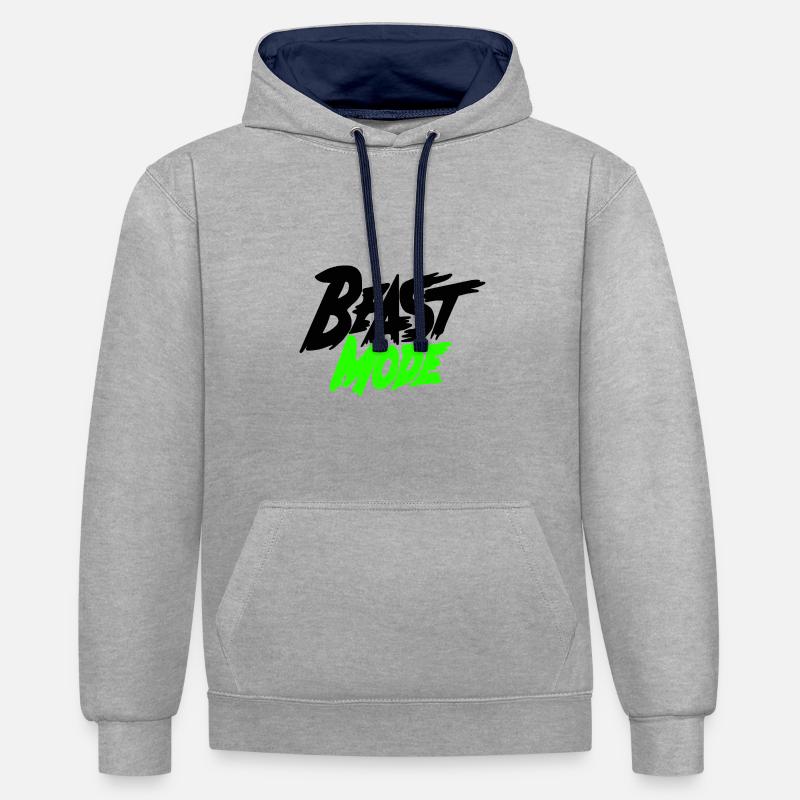 Beast Mode Training - Sweat à capuche contrasté - gris chiné/bleu marine