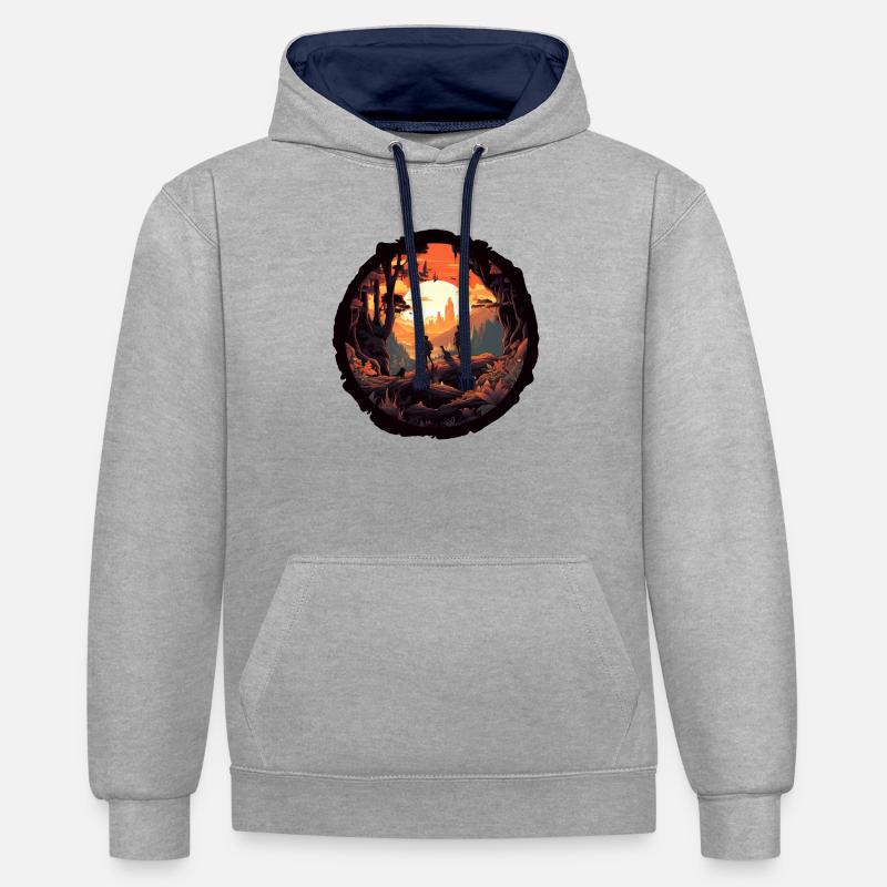Voyage magique - Sweat à capuche contrasté - gris chiné/bleu marine