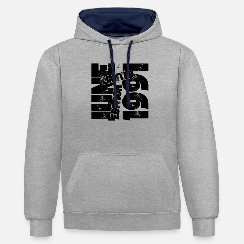 JUIN 1991 LIMITED EDITION - Sweat à capuche contrasté - gris chiné/bleu marine