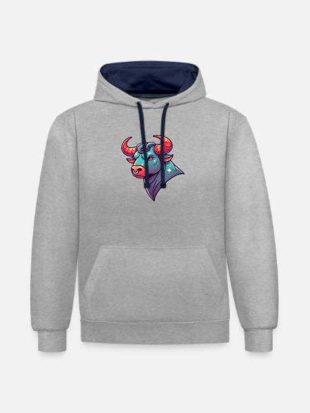 Taurus Cartoon - Contrast hoodie - heather grey/navy