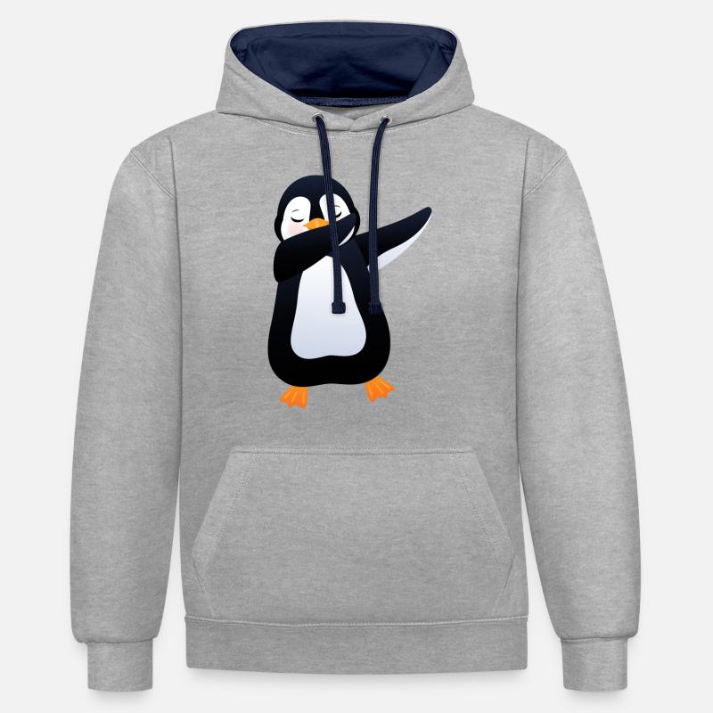 Penguin Dab Dance - Cool Gift - Sweat à capuche contrasté - gris chiné/bleu marine