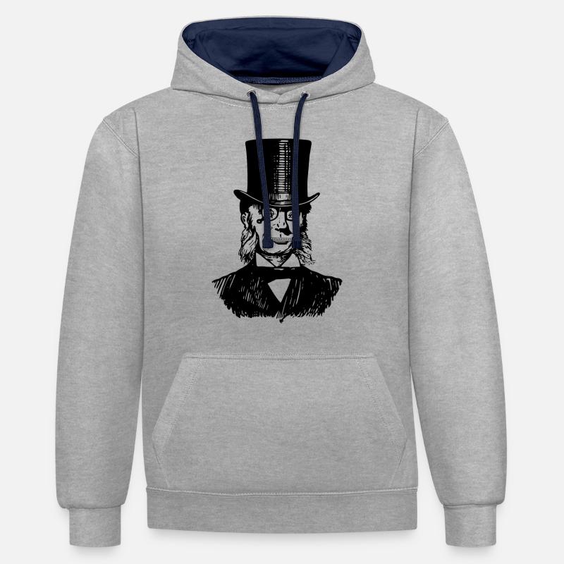 Mr.anarchy - Sweat à capuche contrasté - gris chiné/bleu marine