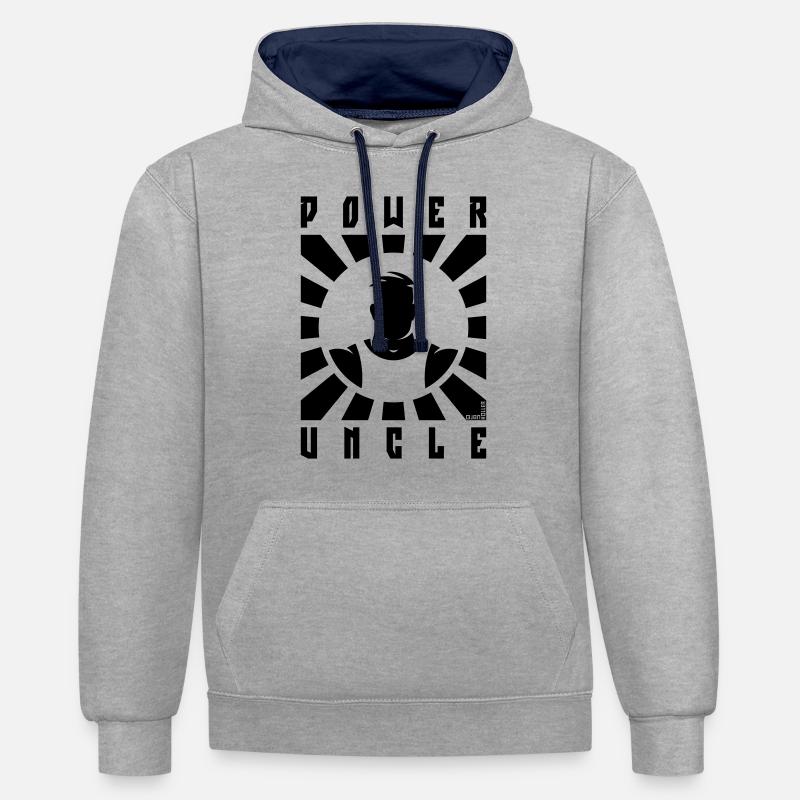 Oncle de puissance (Rayons / Noir) - Sweat à capuche contrasté - gris chiné/bleu marine
