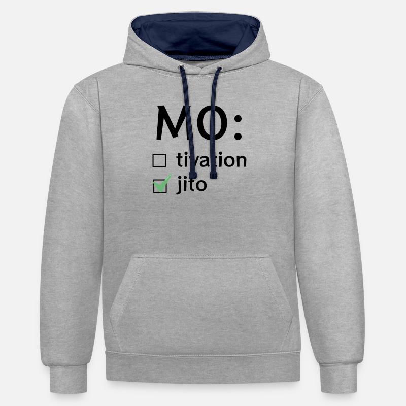 Motivation oder Mojito - Kontrast-Hoodie - Grau meliert/Navy