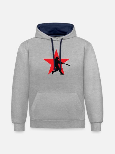 Baseball – Sport - Kontrast-Hoodie - Grau meliert/Navy