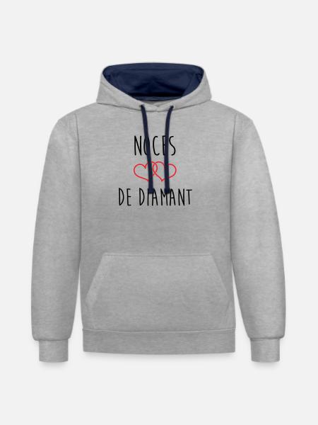 Wedding Anniversary - Diamond Wedding (60 years) - Contrast hoodie - heather grey/navy