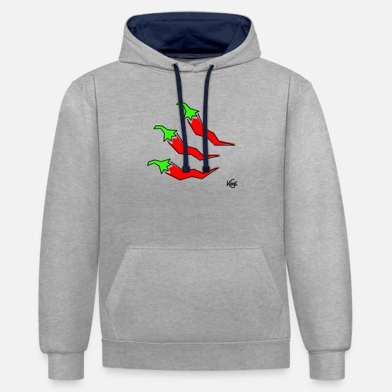 three pepperonis - Contrast hoodie - heather grey/navy