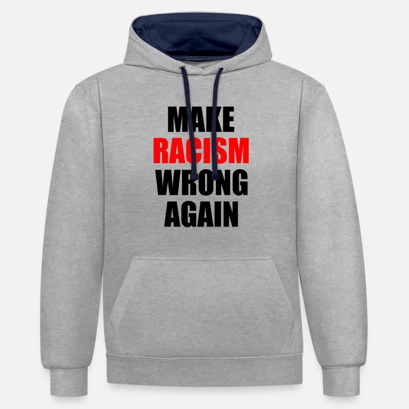 make racism wrong again - Kontrast-Hoodie - Grau meliert/Navy