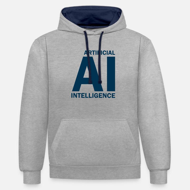 Artificial Intelligence - Künstliche Intelligenz - Kontrast-Hoodie - Grau meliert/Navy