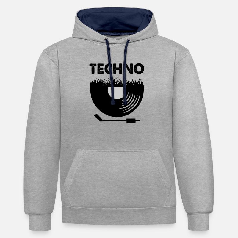 techno - Sweat à capuche contrasté - gris chiné/bleu marine