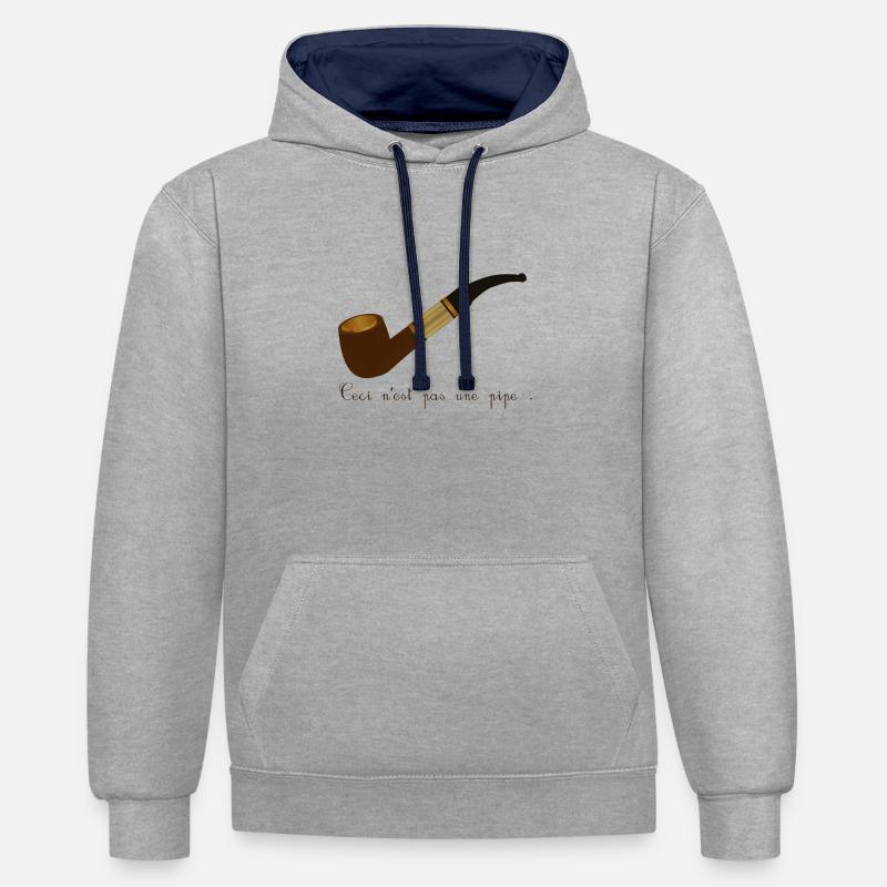 ceci n'est pas une pipe - Sweat à capuche contrasté - gris chiné/bleu marine