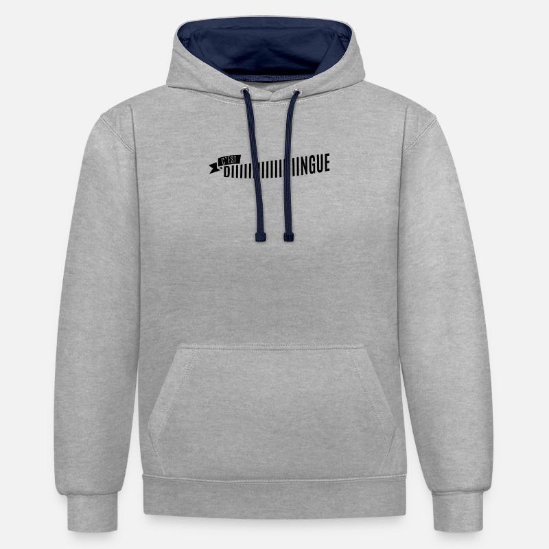 C'est diiiiingue - Sweat à capuche contrasté - gris chiné/bleu marine