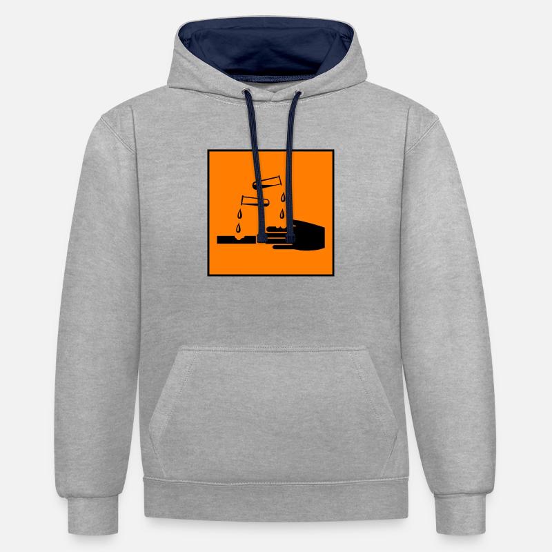 corrosif! - Sweat à capuche contrasté - gris chiné/bleu marine