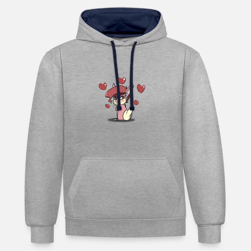 rabbit45 - Sweat à capuche contrasté - gris chiné/bleu marine