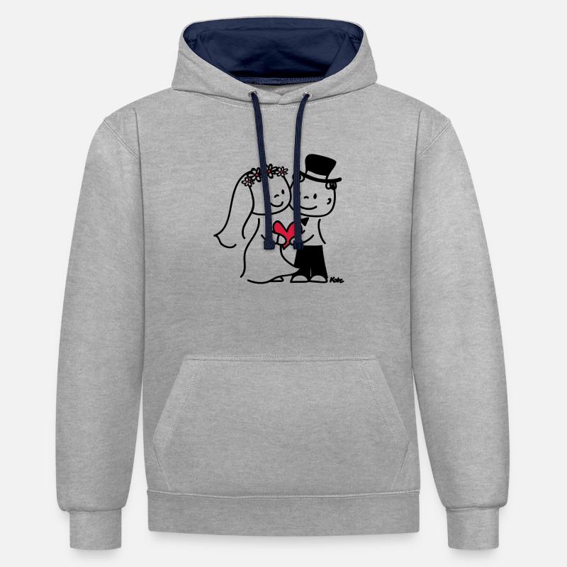 Brautpaar (c) - Sweat à capuche contrasté - gris chiné/bleu marine