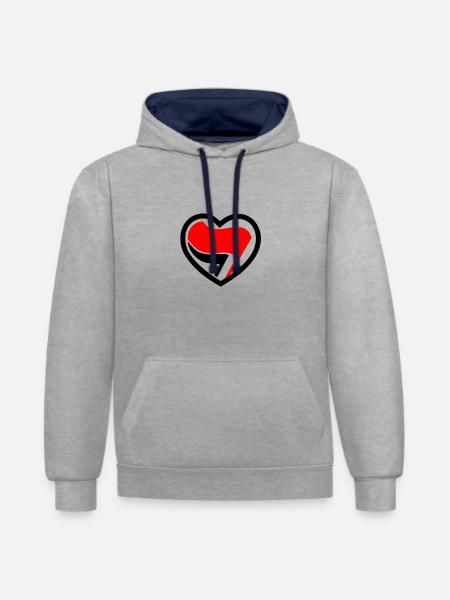 Antifa Herz - 161 Crew - Kontrast-Hoodie - Grau meliert/Navy