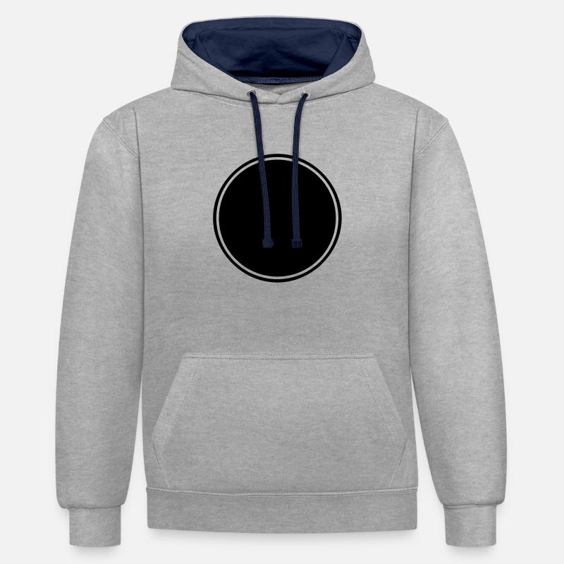 Bouton avec cadre - Sweat à capuche contrasté - gris chiné/bleu marine