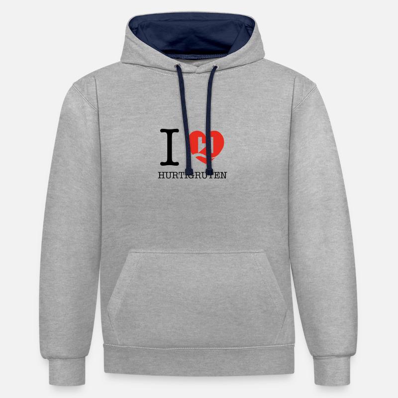Hurtigruten Amour - Sweat à capuche contrasté - gris chiné/bleu marine