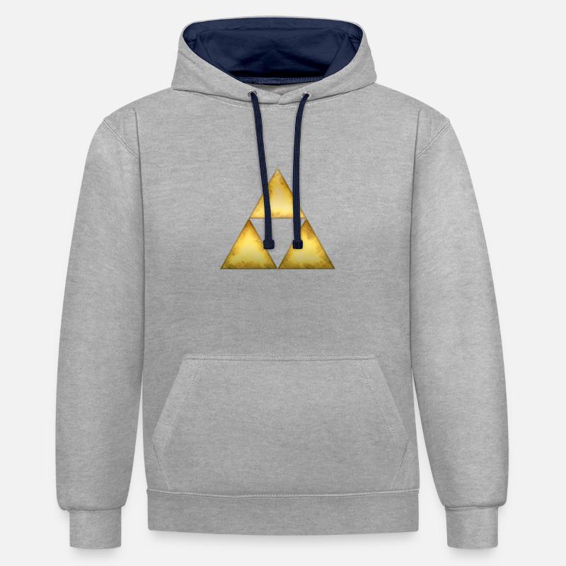 Triangle de Sierpinski - Sweat à capuche contrasté - gris chiné/bleu marine