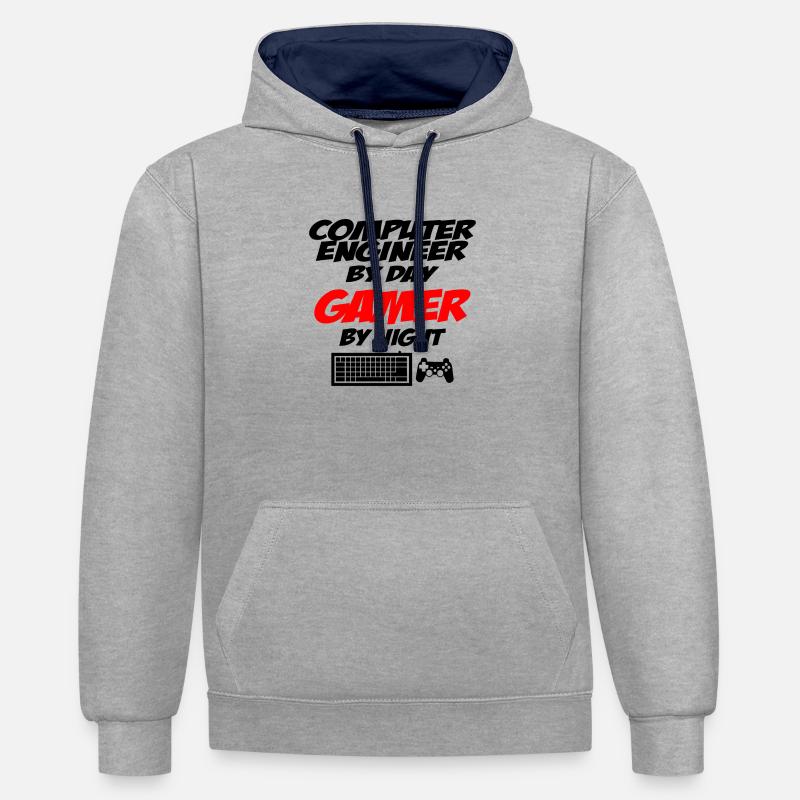 Computer engineer - Kontrast-Hoodie - Grau meliert/Navy