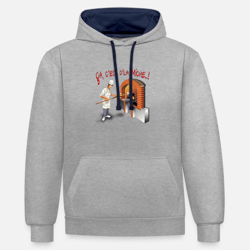 çà c'est d'la Miche ! - Sweat à capuche contrasté - gris chiné/bleu marine