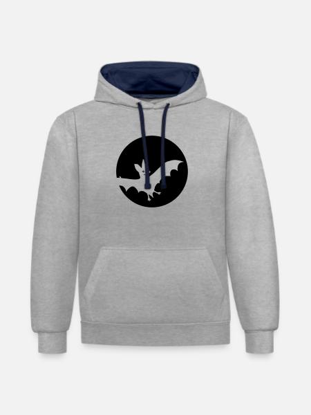 Fledermausmond - Kontrast-Hoodie - Grau meliert/Navy