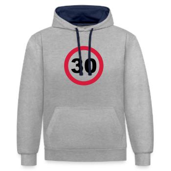 30 Birthday - Contrast hoodie - heather grey/navy - Front - Liana (172cm) & Jaron (178cm)