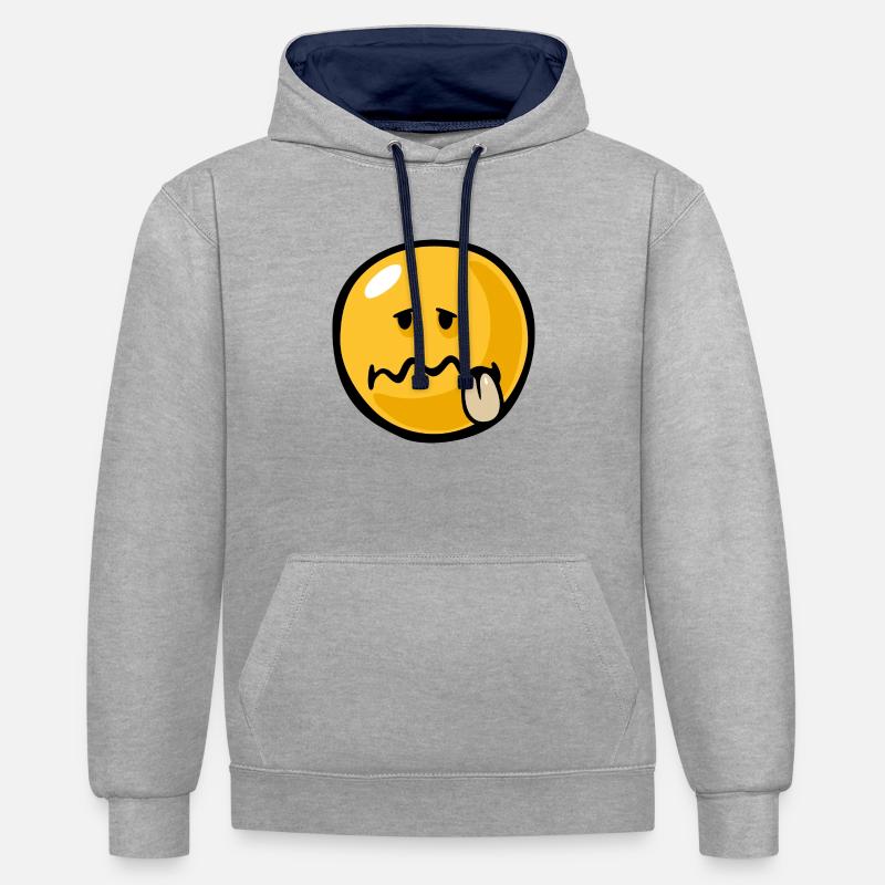 Smiley ill - Sweat à capuche contrasté - gris chiné/bleu marine