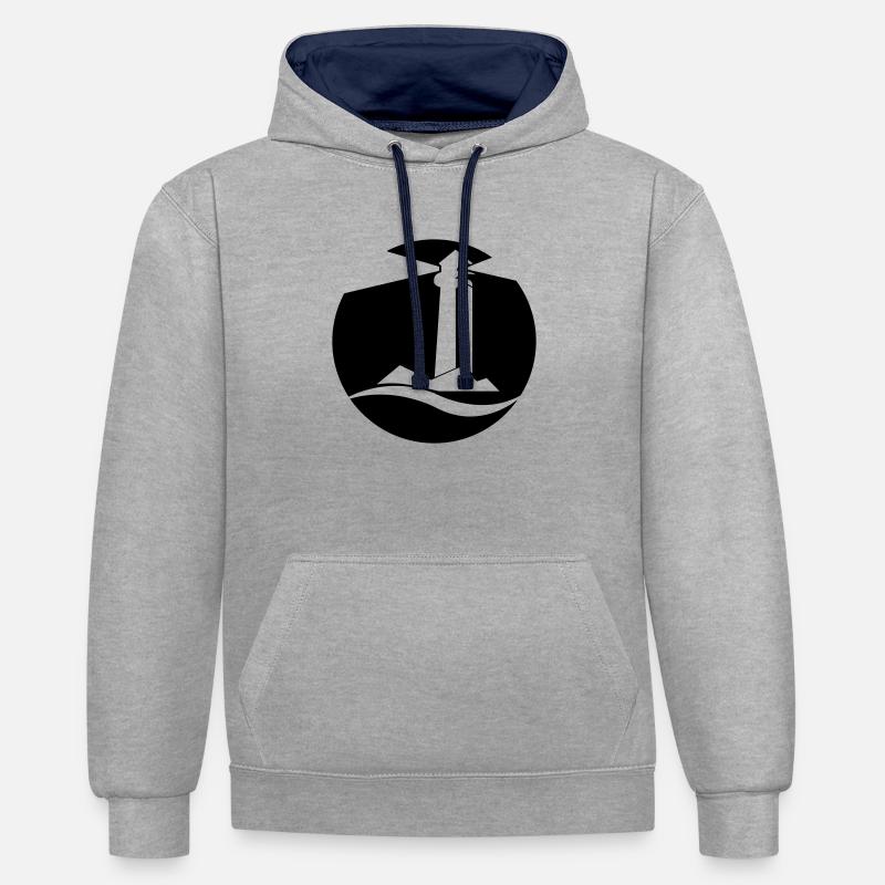 leuchtturm_01 - Sweat à capuche contrasté - gris chiné/bleu marine