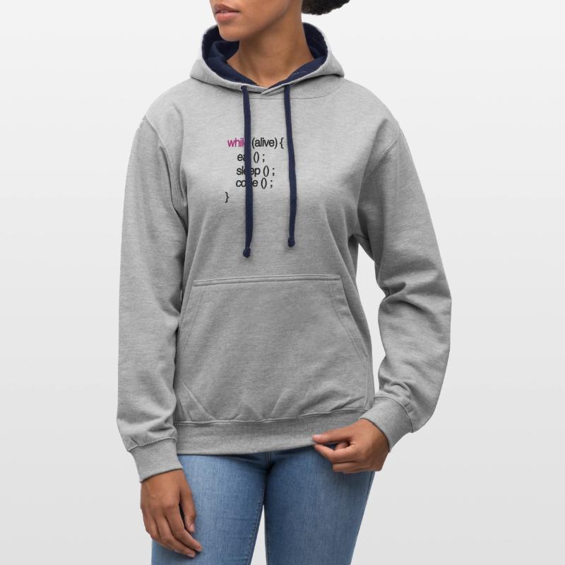 tandis que le code vivant Programmation de programmation informaticien Sweat à capuche contrasté